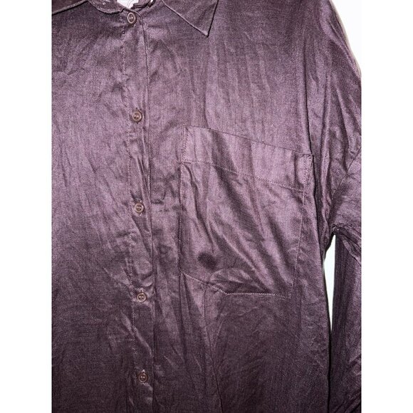 H&M Women’s 100% Linen Relaxed Fit Long Sleeve Button Shirt Sz S - Picture 3 of 9